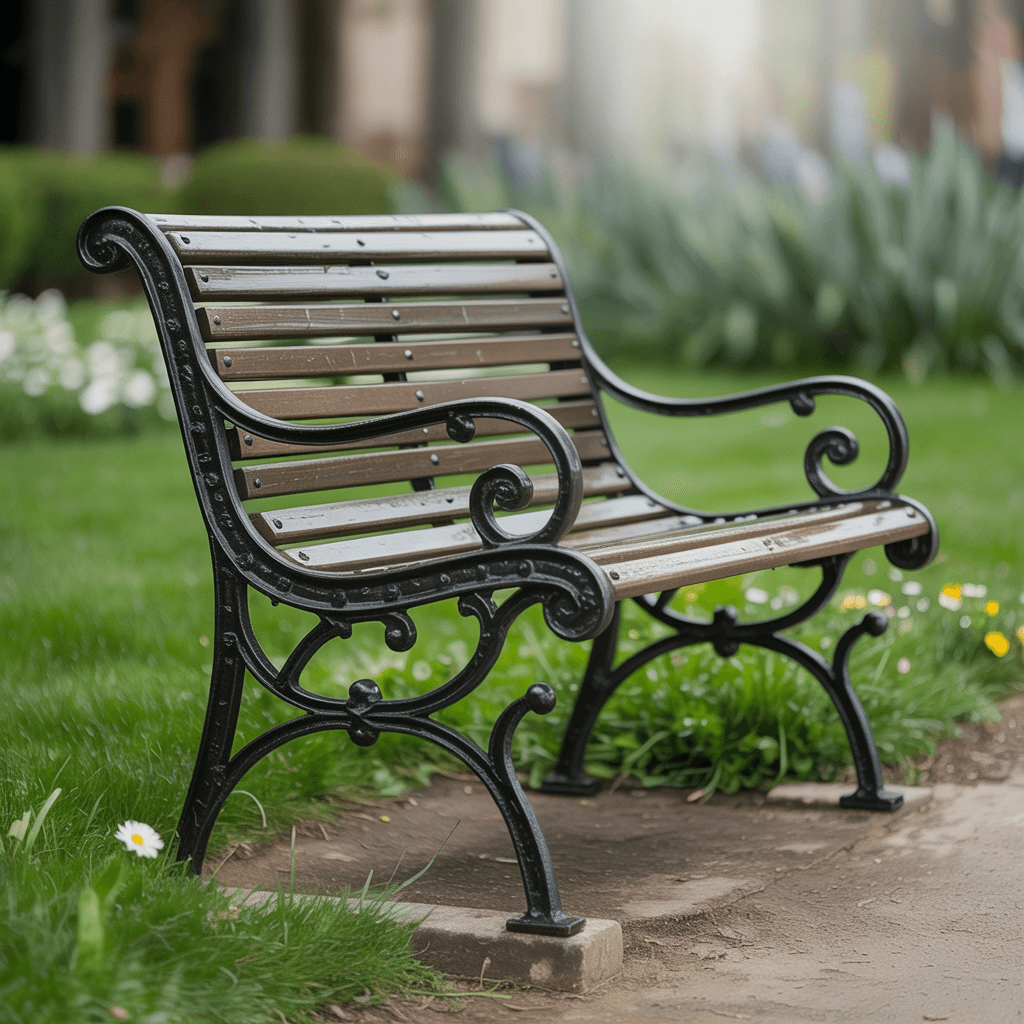Victorian Style Iron Scroll Bench: Outdoor Garden Iron Leisure Furniture (With Wooden Seat)