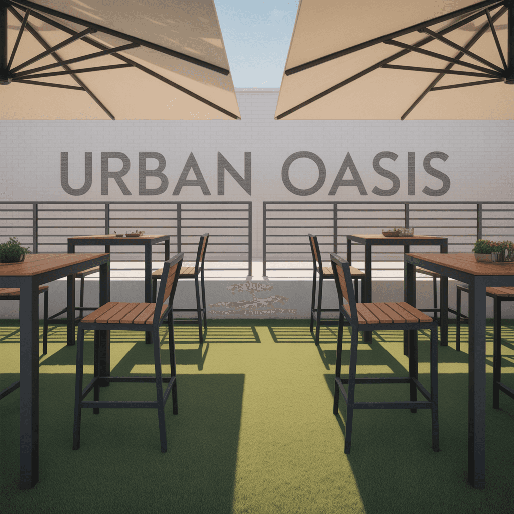 Modern minimalist iron outdoor table and chairs: Urban terrace leisure set (iron craft)