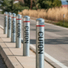 Outdoor iron caution bollards: Road safety warning isolation posts (sheet metal craft)