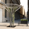 Modern urban iron shade pergola: Street leisure greenery decorative shading facility (iron craft)