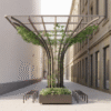 Modern Planter Iron Shade Pergola: Urban Alley Leisure Ecological Shading Facility (Iron Craft)