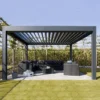 HANNAH Custom Outdoor Wrought Iron Pergola with Adjustable Louvers - Modern Patio Gazebo for Backyard and Garden